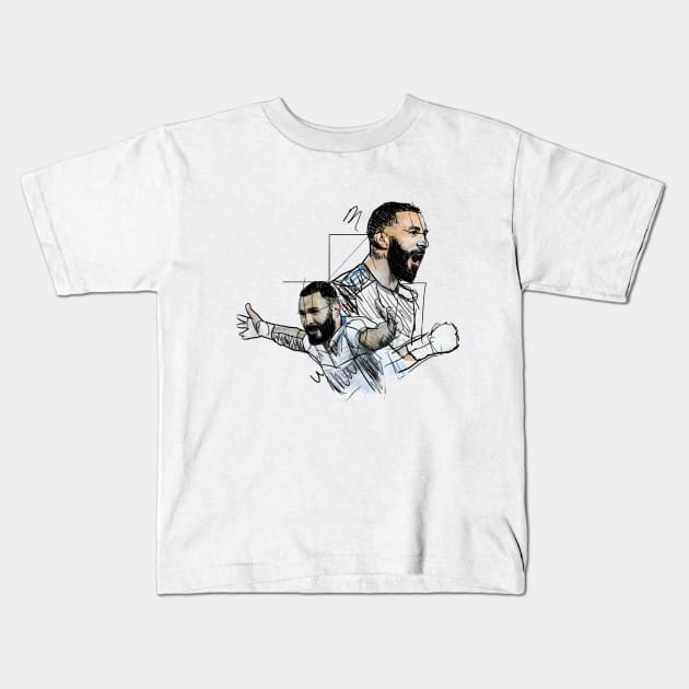 Karim Benzema on Sketch Art Kids T-Shirt by pentaShop